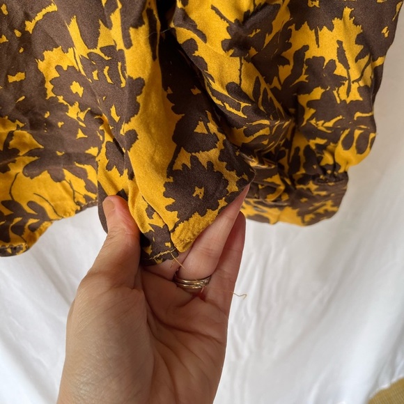 Top Shop Floral Jacquard Top Golden Yellow & Brown - Picture 10 of 15
